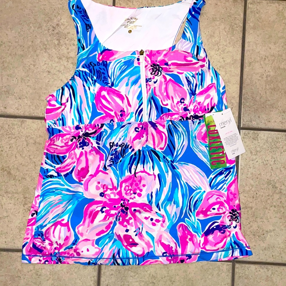 Lilly Pulitzer Luxletic Hypes and Stripes print UPF 50 EUC NO TAGS